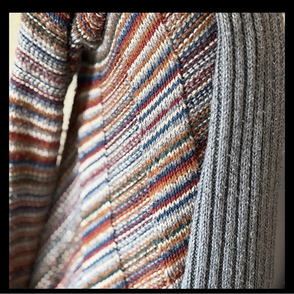 I Jeans By Buffalo Gray Multicolored Striped Open Front Cardigan Sweater Medium - Picture 2 of 8